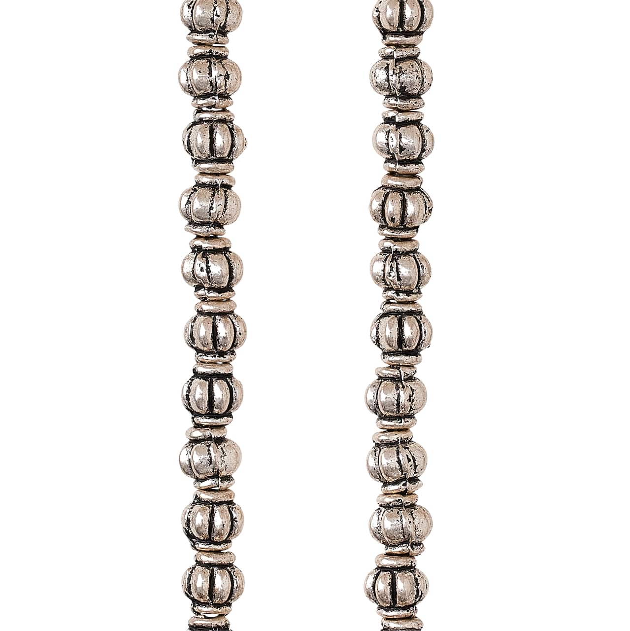 12 Pack: Antique Silver Melon Metal Rondelle Beads, 4mm by Bead Landing™